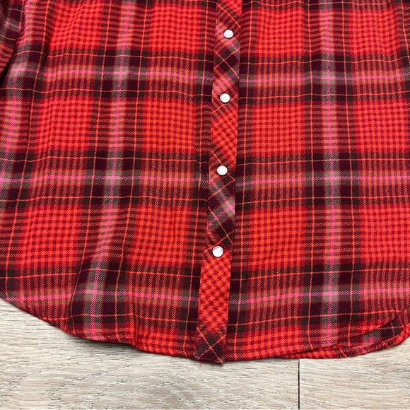 Johnny Was Workshop Shirt Women's XXS Esme Red Western Plaid Pearl Snap - Picture 4 of 12